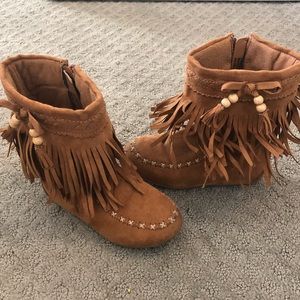 Rampage Toddler Moccasin Fringe Faux Suede Boots
